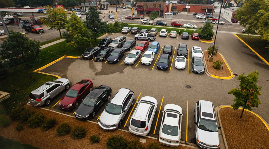The McNeely Hall parking lot at the corner of Grand and Cleveland Avenues is shown October 2, 2014
